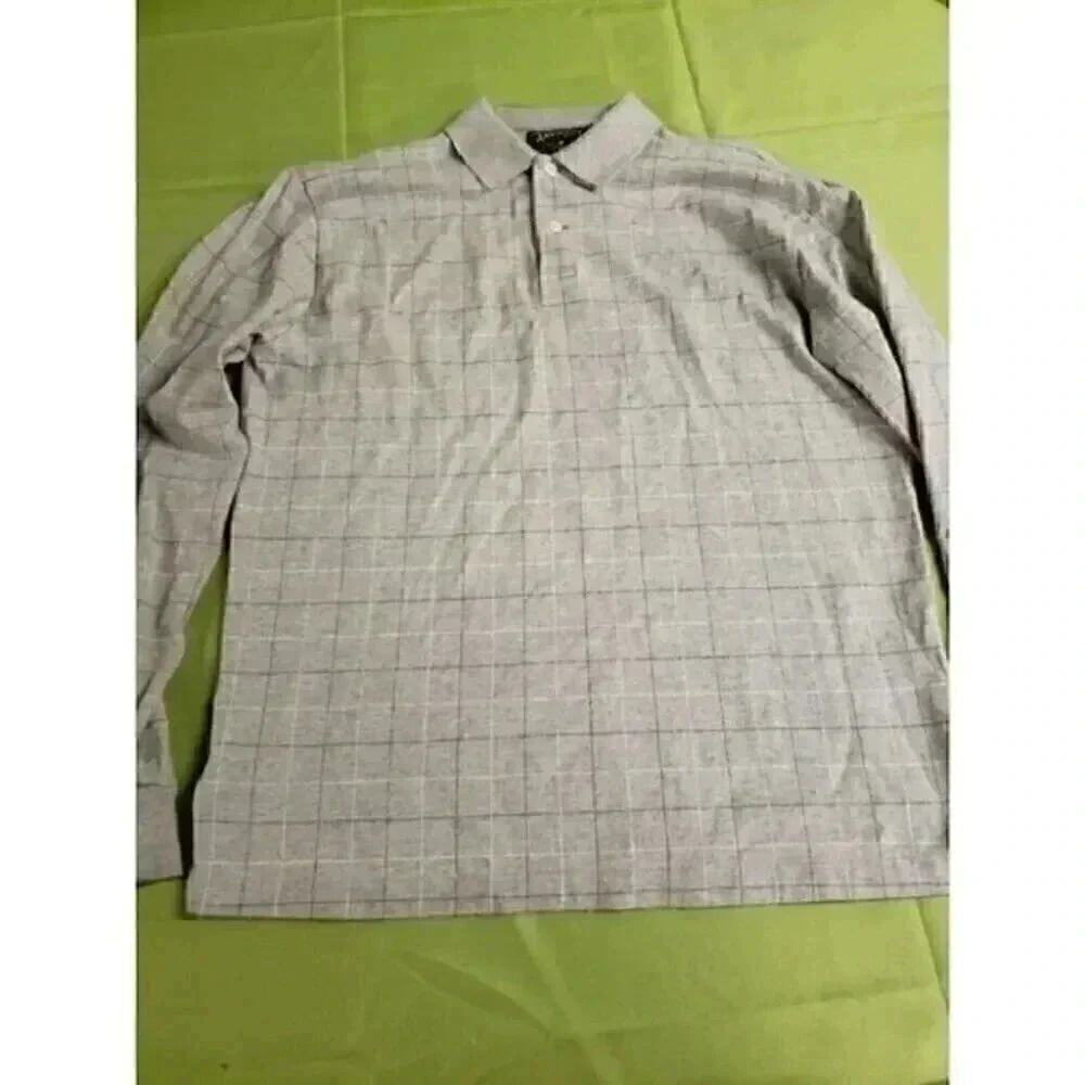 American Living Long Sleeve Polo Mens Sz M Gray Button Pullover Shirt A41‎